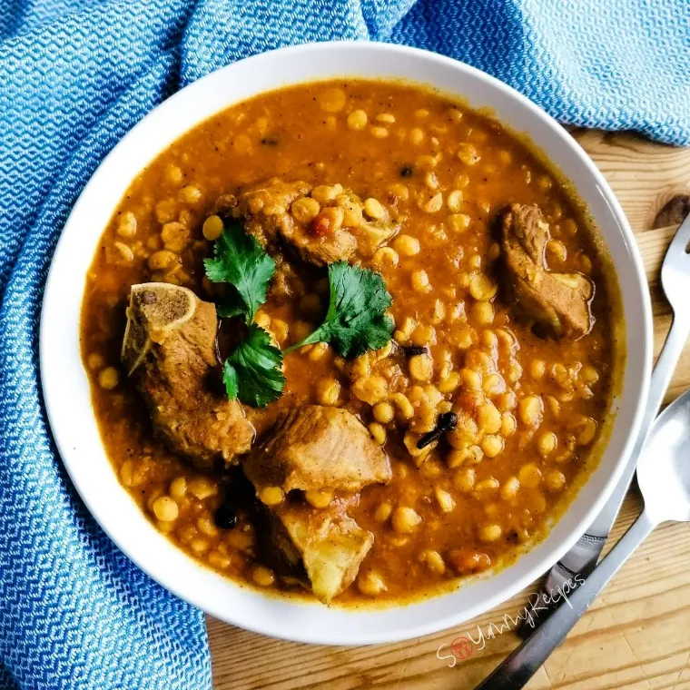 dal gosht meat with red lentils