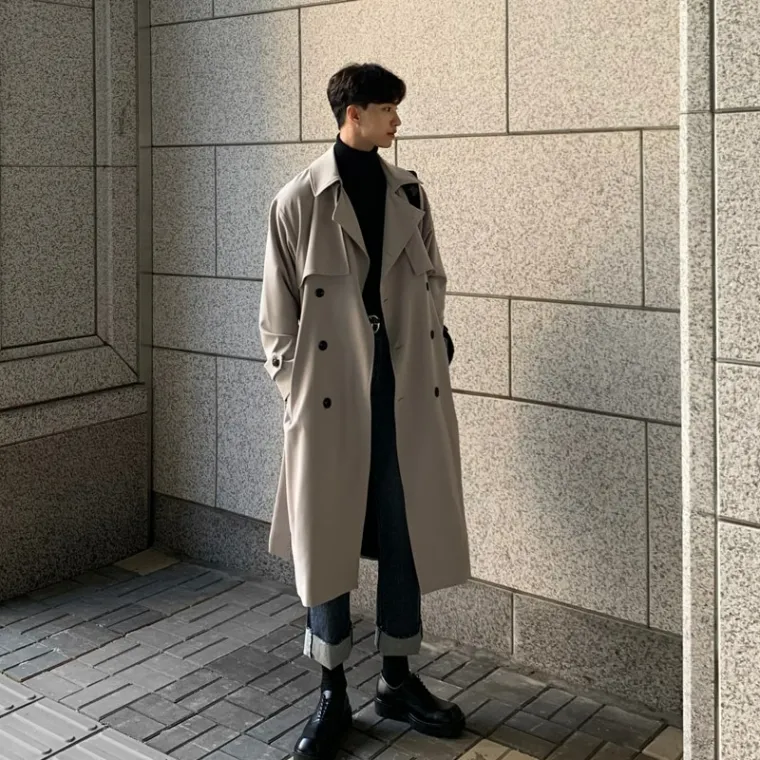 mode Corée du Sud trench coat homme