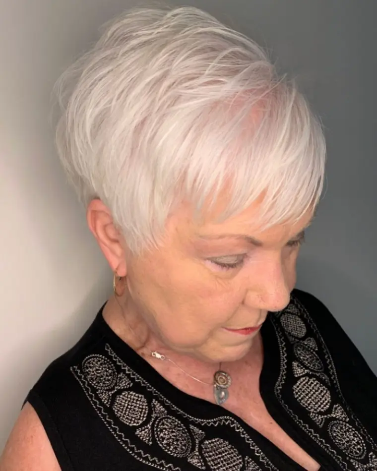 pixie haircut for women over 70 for gray hair