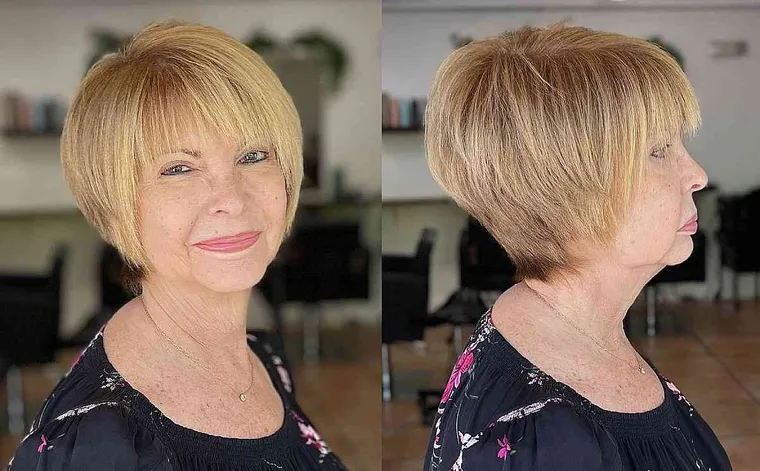 Frange plongeante avec volume accru - une des meilleures coiffures pour les femmes de plus de 60 ans