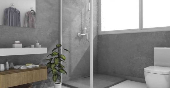 cabine de douche aménagement avec marche