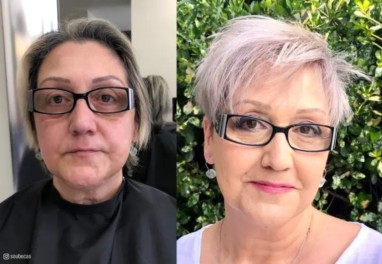 maquillage pour femme de 70 ans avec lunettes
