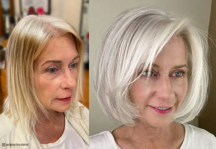 coiffure courte tendance pour femme après 60 ans cheveux plats