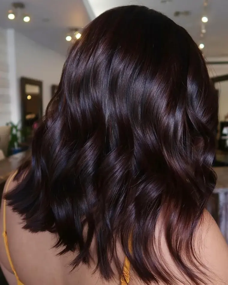 cheveux brun foncé chocolat cherry avec mèches
