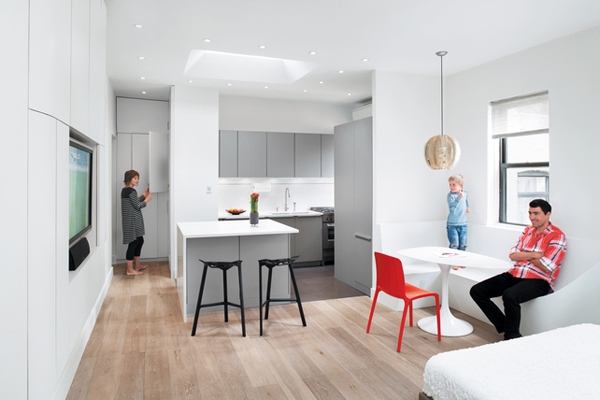 Aménagement petit appartement Su11 architecture rangements integrés