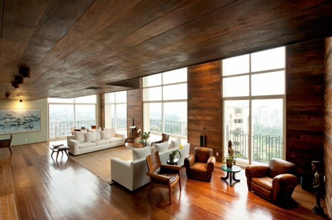 Appartment design bois Sao Paulo salon