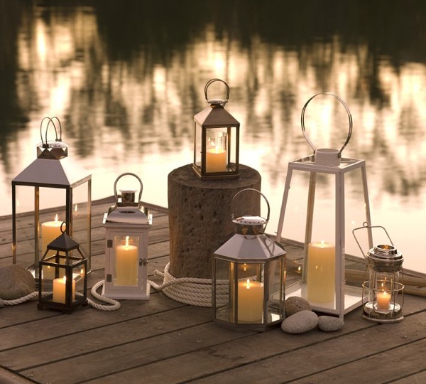 Bougies luminaires bord riviere