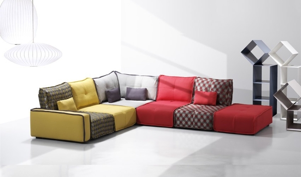 Canapé moderne jaune et rouge