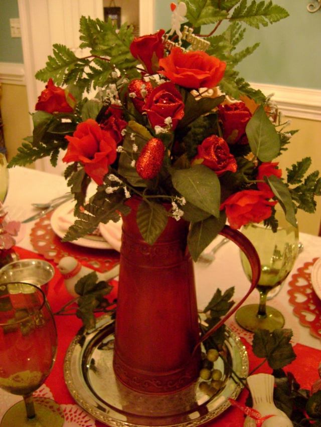 Centre de table Saint Valentin fleurs