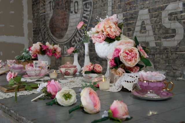 Centre de table Saint Valentin roses