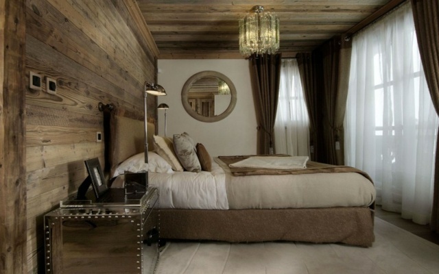 Chalet chambre à coucher design revetement bois