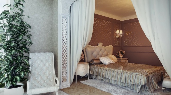 Chambre à coucher style classique neutre