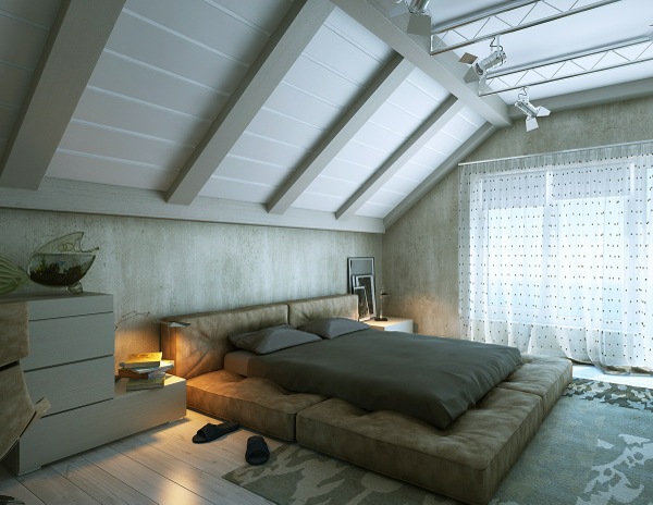 Chambre coucher moderne grenier