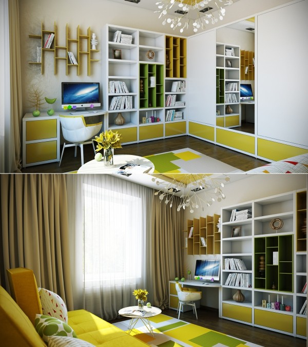 Chambre en couleur jaune