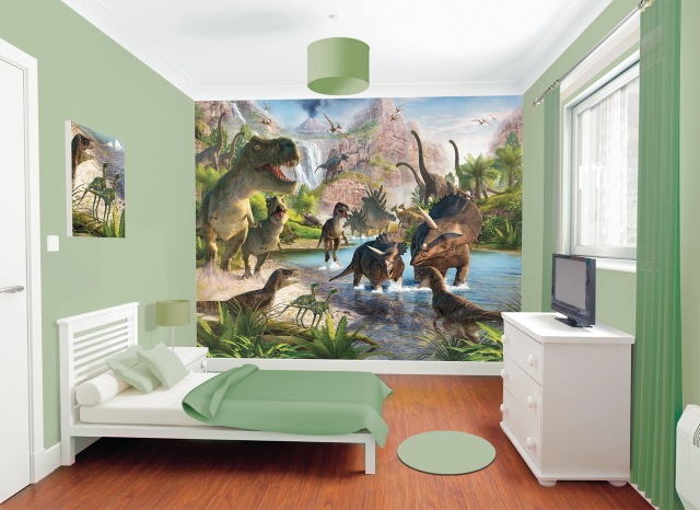 Chambre enfant décoré d'un poster dinosaur