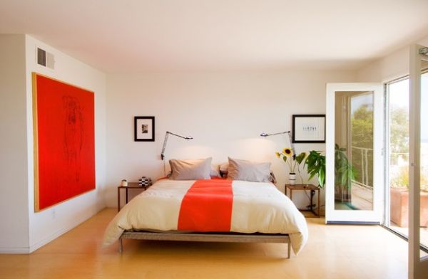 Chambre à coucher contemporaine tableau orange