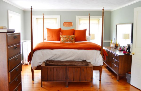 Chambre à coucher tons orange vif