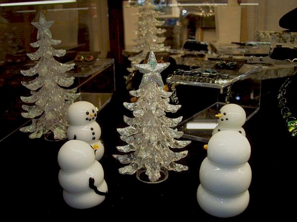 Déco Noël figurines verre soufflé blanc