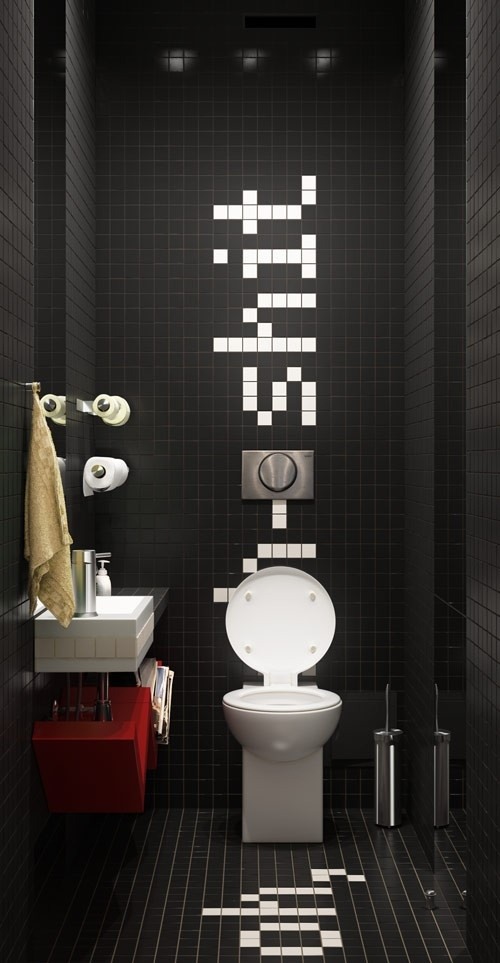 Déco design en noir et blanc pour les WC