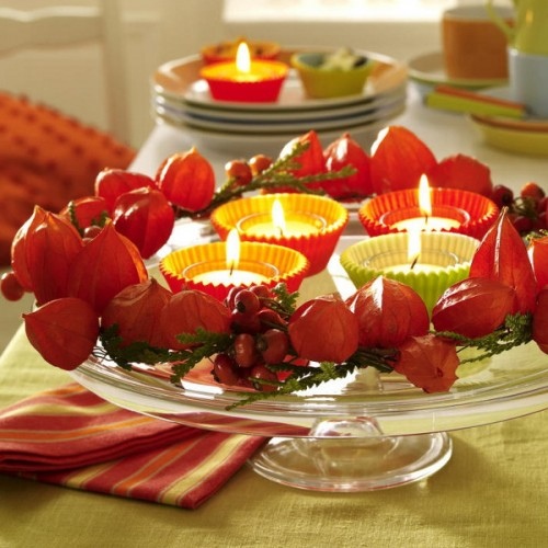 Décoration de la table avec des bougies