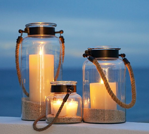 Luminaires bougies sable mer