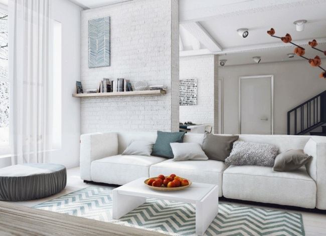Loft moderne style campagne salon blanc