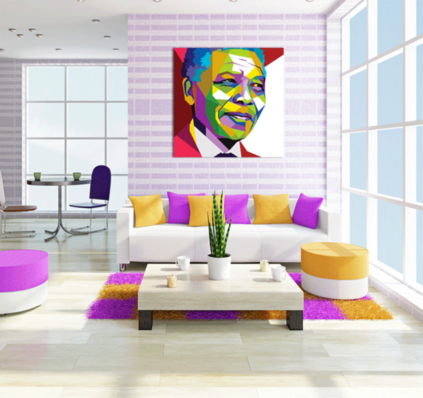 Nelson Mandela au mur du salon