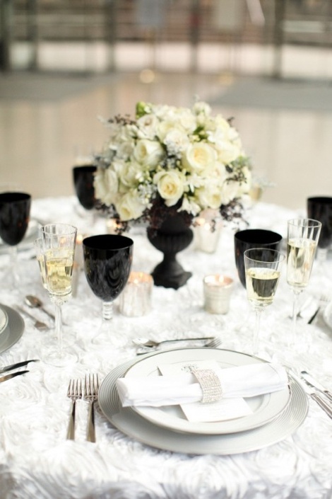 Noir et blanc decoration table mariage