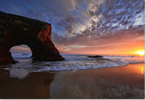 Pam Wood immortalise coucher soleil santa cruz californie formation roche sublime