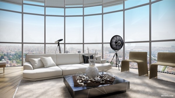 Penthouse fenetres larges meubles design