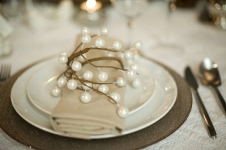 Perles blanches mariage decoration