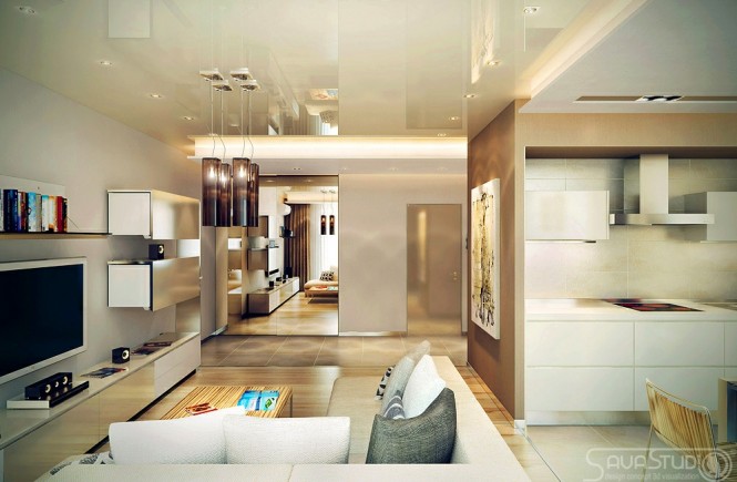 Petit appartement design luxe salon