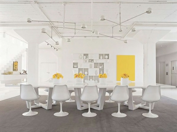 Poteet Architects salle manger blanc jaune
