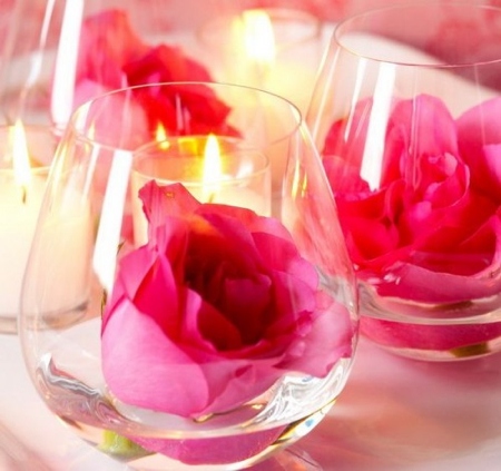 Roses decoration verres eau