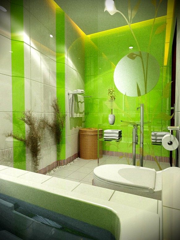 Salle de bain design artistique couleurs oseées