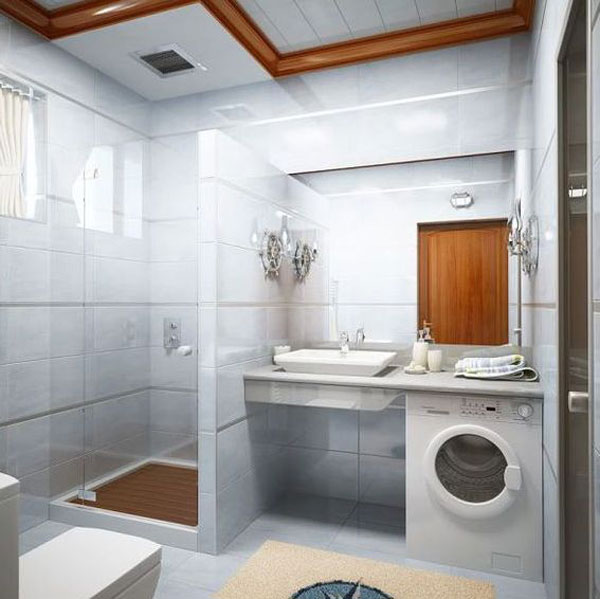 Salle de bain minimaliste machine à laver