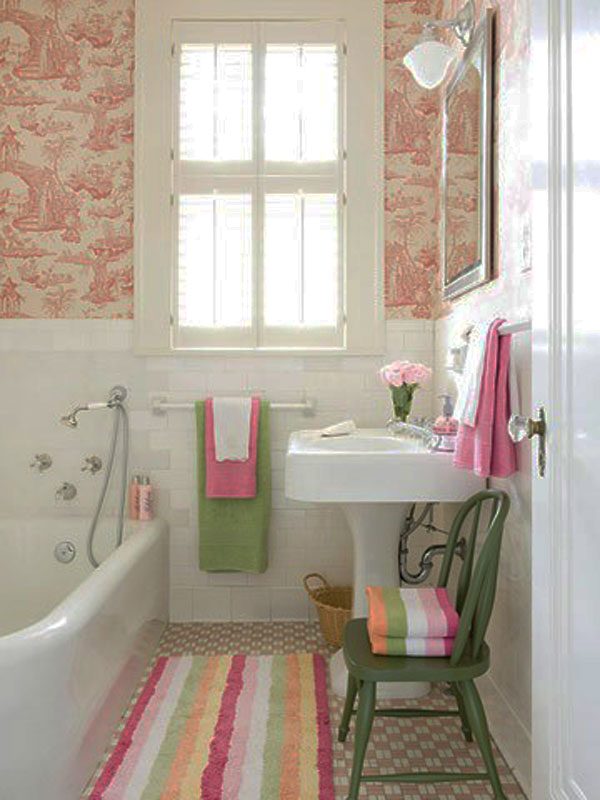 Salle de bain rétro papier peint