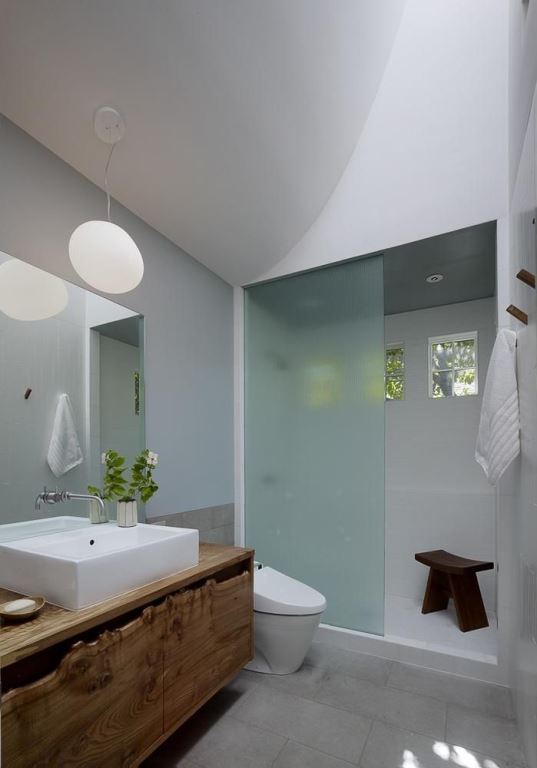 salle de bain rustique touche contemporaine meuble