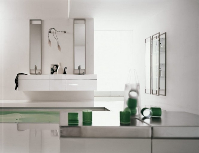 Salle de bains blanche details vert
