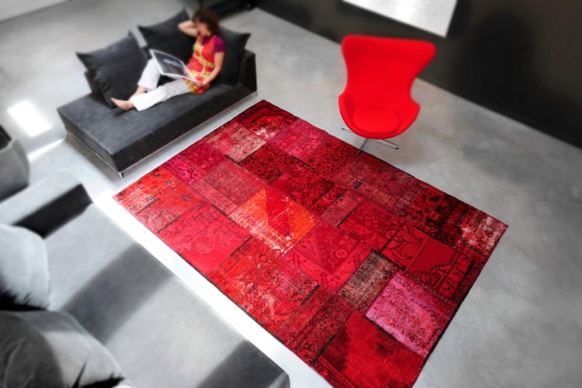 Tapis patchwork rouge