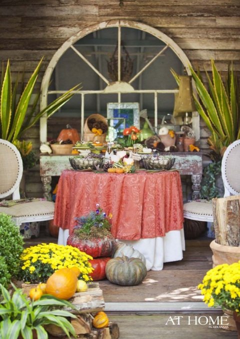 Terrasse automne table coloree