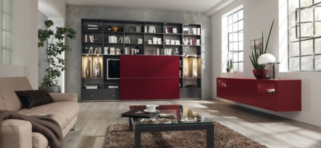 accent rouge meubles salon moderne