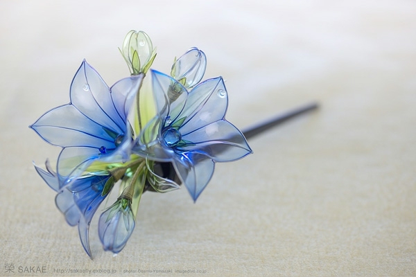 accessoires coiffure barrettes fleur bleue