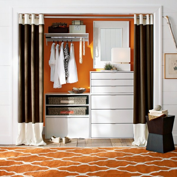 aménagement dressing blanc orange solution