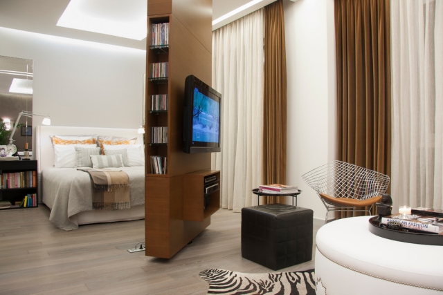 aménagement-chambre-salon-intelligent-meuble-tv-pivotant