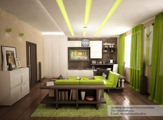aménagement-de-maison-intérieur-canape-angle-couleur-verte