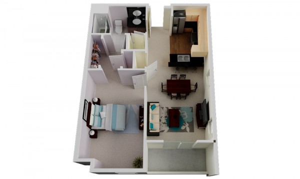 appartement chambre avec dressing room et salon open space