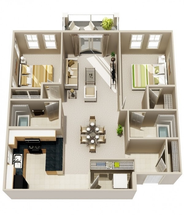 appartement deux pièces avec balcon