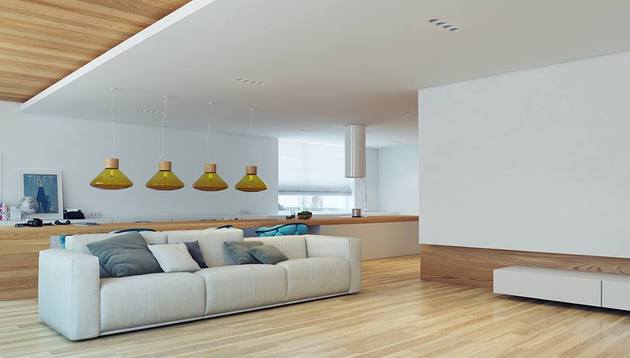 appartement moderne petersbourg blanc dalle blanc coque surface bois