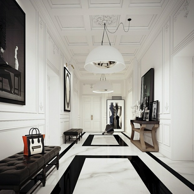 appartement à paris règne marbre noir et blanc